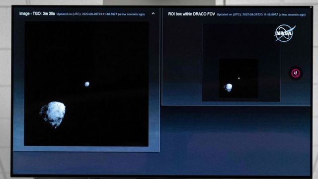 Imágenes del choque de Dart con un asteroide.
