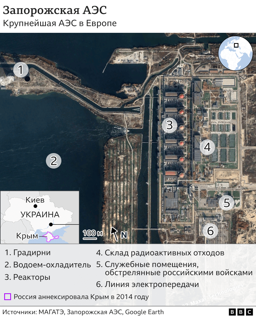 Карта Запорожской АЭС