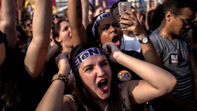 Manifestación de mujeres en Brasil.