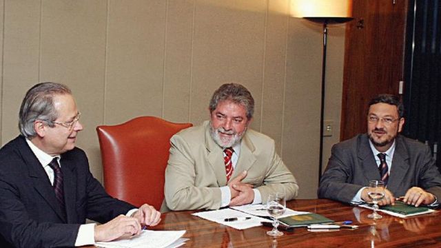 José Dirceu, Lula e Antonio Palocci em foto de arquivo