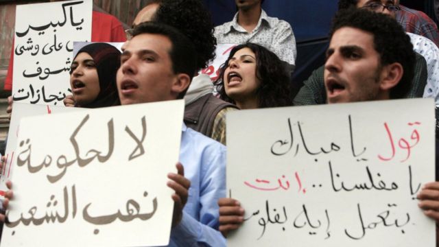 مظاهرة ضد السياسات الاقتصادية في مصر في الثامن من مارس/آذار 2018