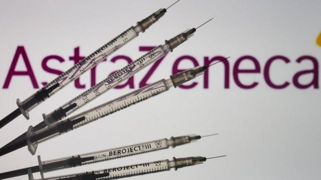 Image of medical injection in front of the AstraZeneca logo