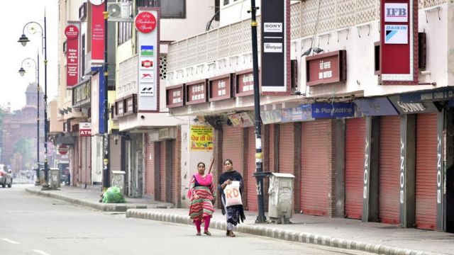 A view of closed shops near Goal Hatti Chowk during the weekend lockdown imposed on 6 September in Amritsar, Punjab.