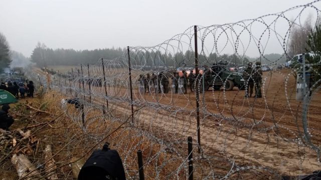 A picture of the Polish barbed-wire fence