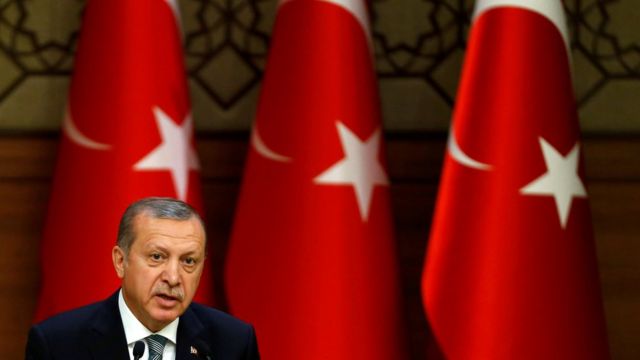 President Erdogan spoke from the presidential palace on Friday