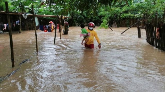 Comunidad inundada en Honduras.