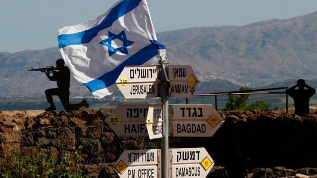 Израильский флаг и указатель направлений