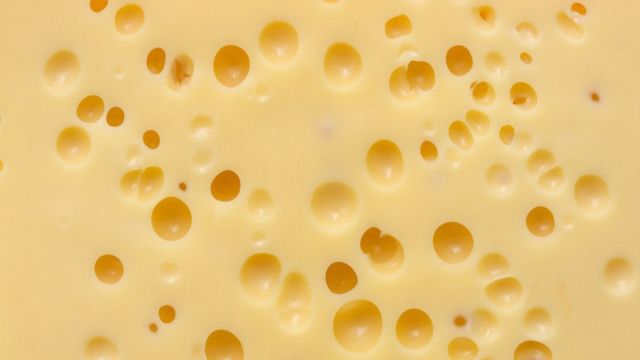 صورة عن قرب لقطعة من الجبن السويسري