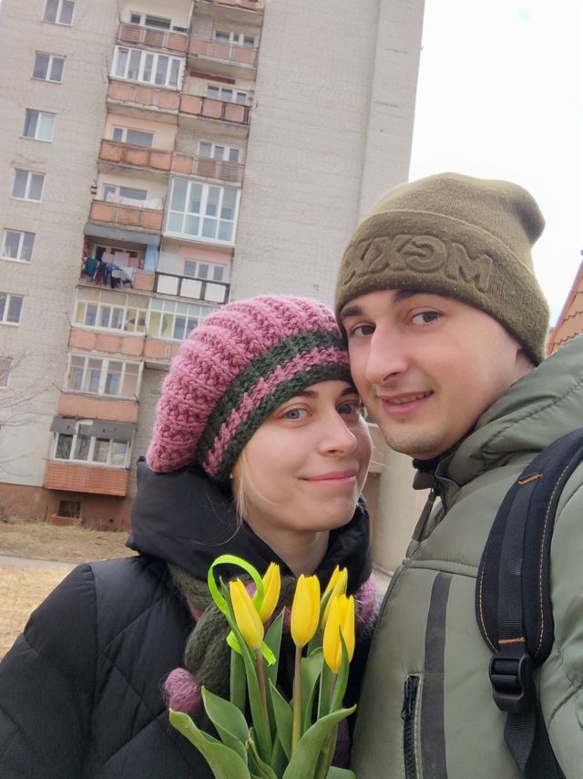 O casal no Dia Internacional da Mulher, quando a Ucrânia já estava sob ataque russo