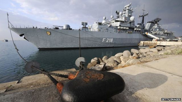 German frigate is moored in Djibouti port