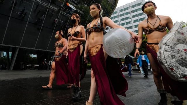Star Wars fans parade at the street during the Star Wars day celebration in Taipei, Taiwan, 04 May 2022.
