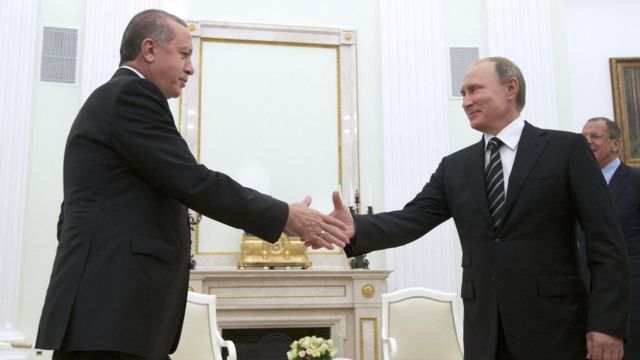 Путин и Эрдоган во время саммита