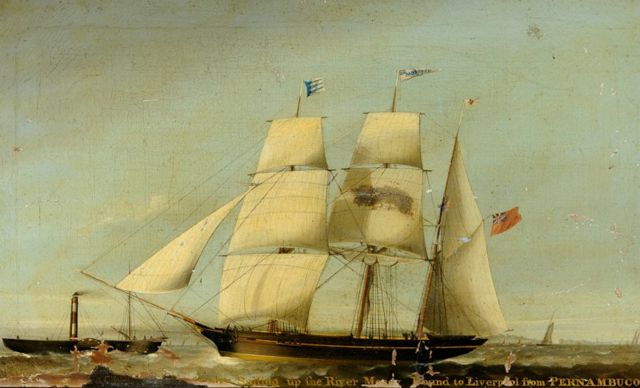 Óleo del velero The Monarch, de la compañía marítima de William Le Lacheur