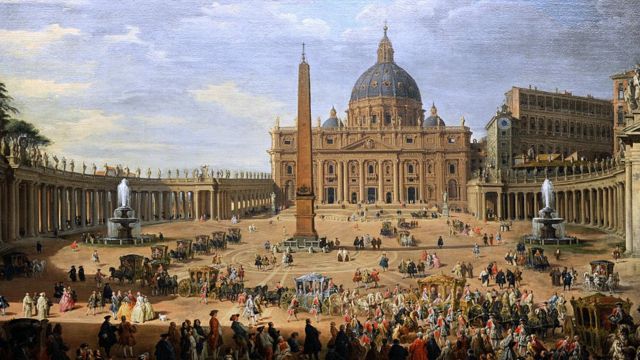 Cuadro del siglo XVII de la Plaza de San Pedro en El Vaticano.