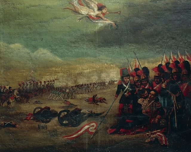 Retrato del general Agustín Gamarra en el campo de batalla en 1841.