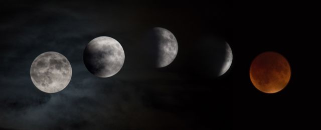 Fases del eclipse total luna y la Superluna de sangre