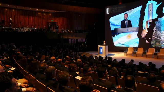 Macri en la reunión con empresarios del mundo