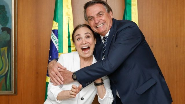 Presidente da República Jair Bolsonaro durante encontro com Regina Duarte em 22 de janeiro