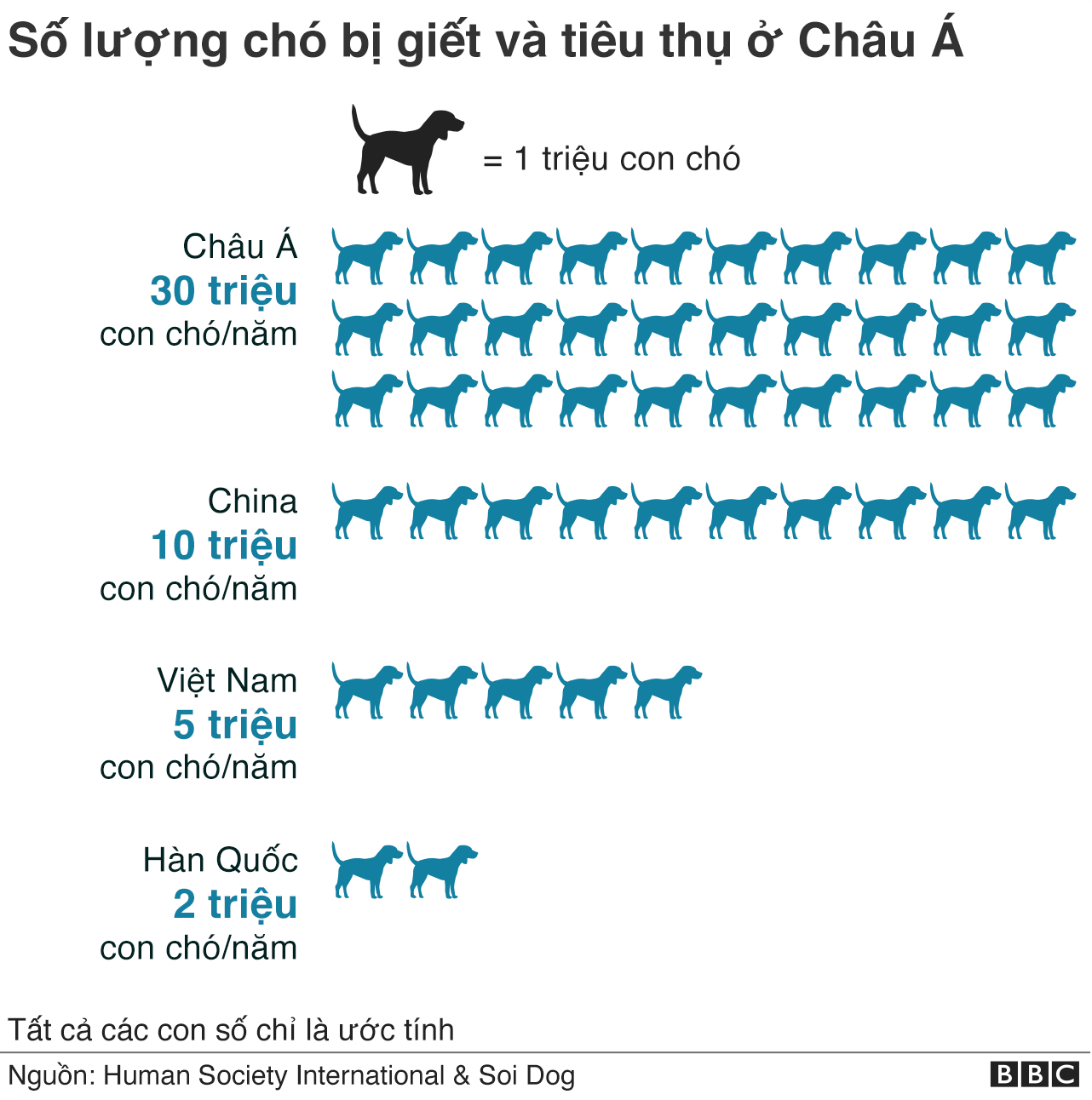 Số lượng chó bị tiệu thụ tại Châu Á