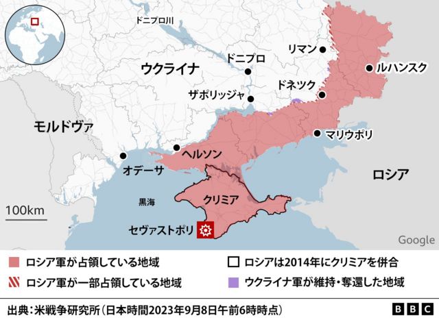 ウクライナ東部から南部の戦況