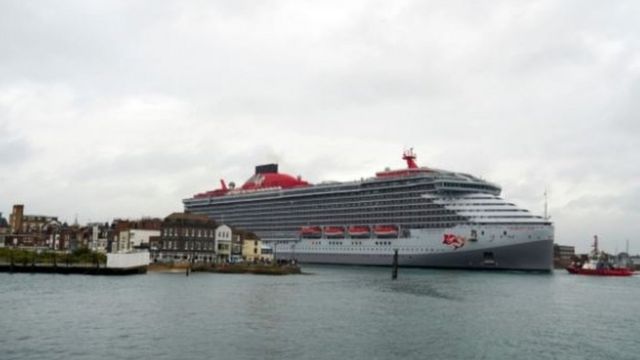 Scarlet Lady Queues In Portsmouth For Cruise Ship Covid Testing Bbc News