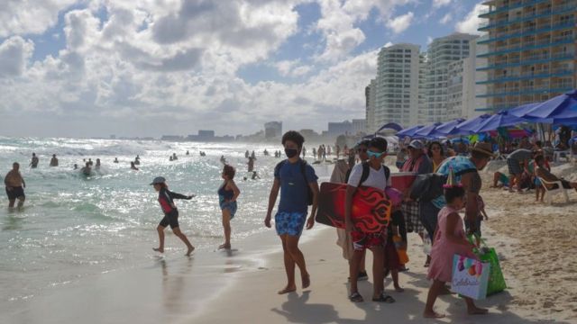 Playa de Cancun a finales de diciembre de 2020.