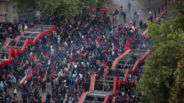 Manifestación en Santiago de Chile en 2019