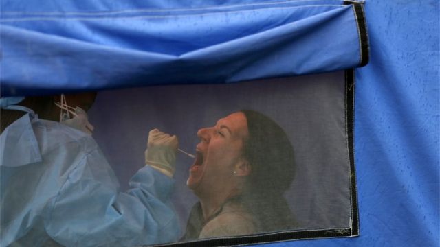 A woman being tested for Corona