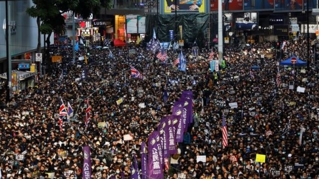Anti-government protesters take to the streets of Hong Kong