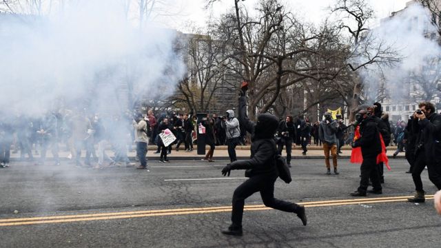 Protesto contra Trump no dia de sua posse, em Washington