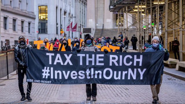 Manifestantes en Wall Street