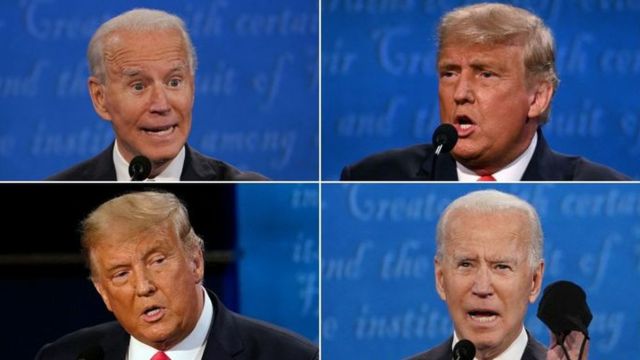 Joe Biden y Donald Trump en el debate de Tenessee.