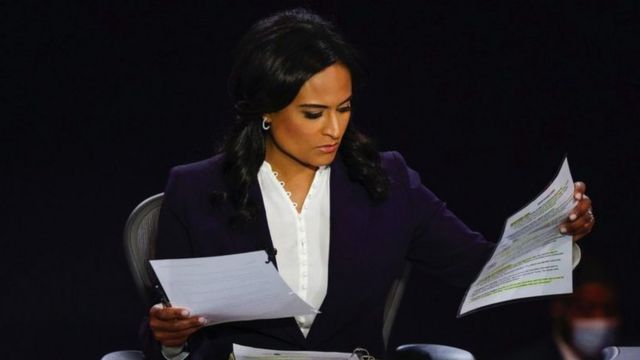 The presidential television debate was moderated by Kristen Welker