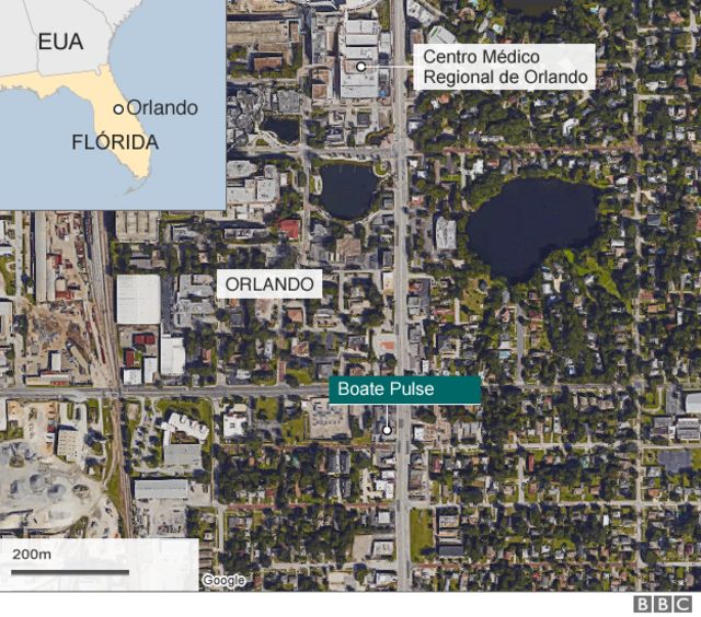 Mapa e imagem aérea de local do ataque