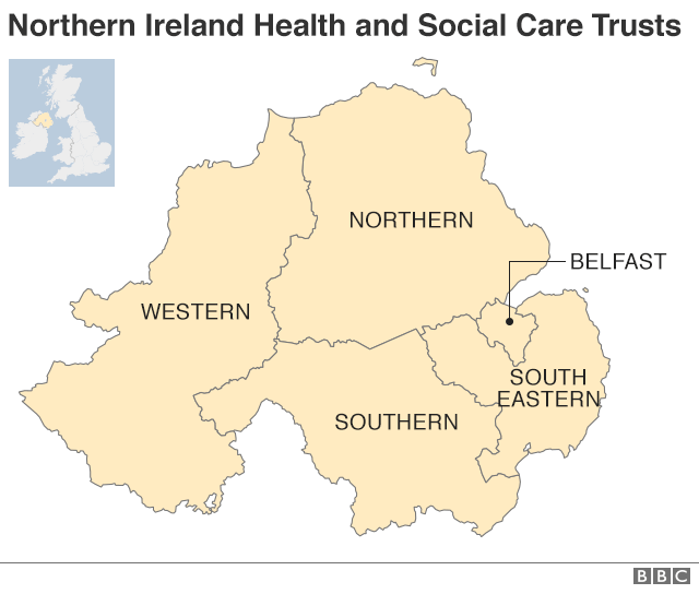 Map of Northern Ireland health trusts