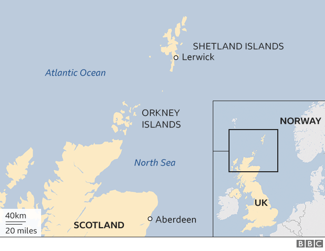 Map showing the Shetland Isles