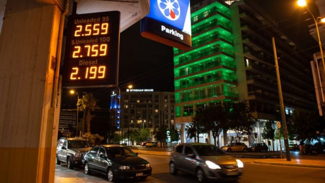 Gas station in Athens, Greece.