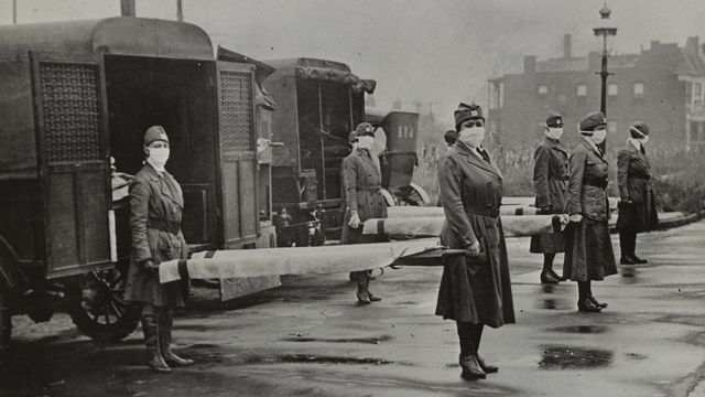 Funcionários de saúde em St. Louis em 1918