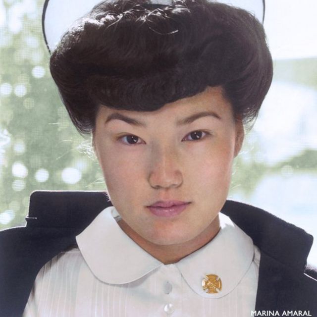 Retrato de la enfermera japonesa Aiko Hamaguchi
