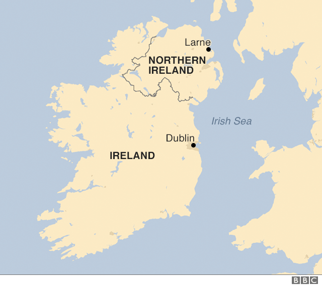 Map showing Irish border