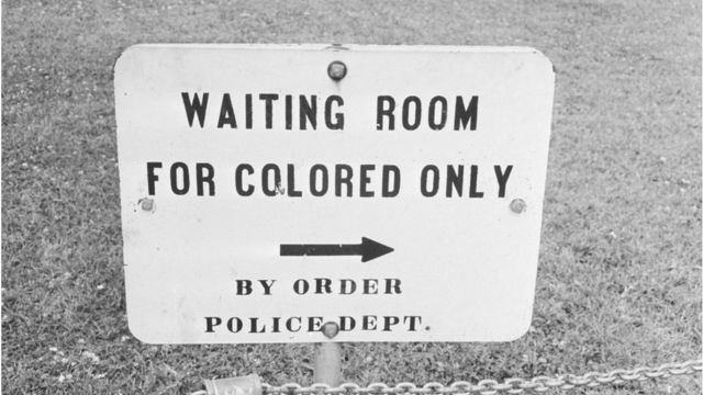 A sign in Jackson, Mississippi which reads 'Waiting Room For Colored Only by order Police Dept.', 25th May 1961.