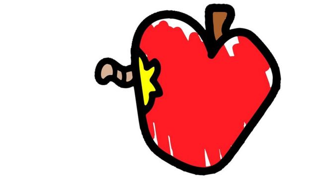 Manzana con gusano dibujo