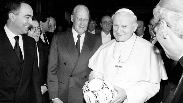 João Havelange com o papa João Paulo 2º em 1989