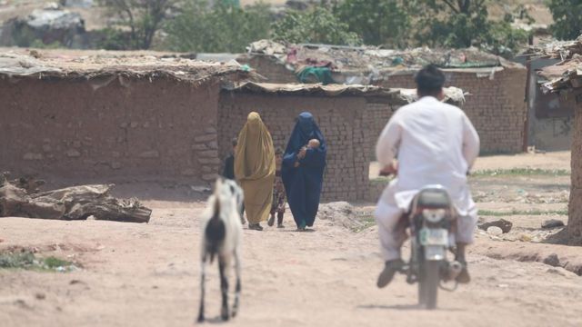 Afghan refugees in a Pakistani camp