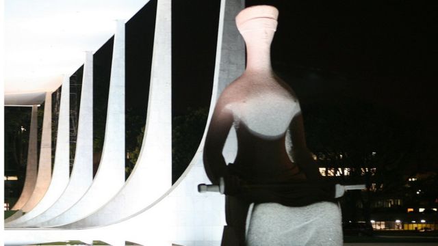 Estátua que representa a Justiça em frente ao STF