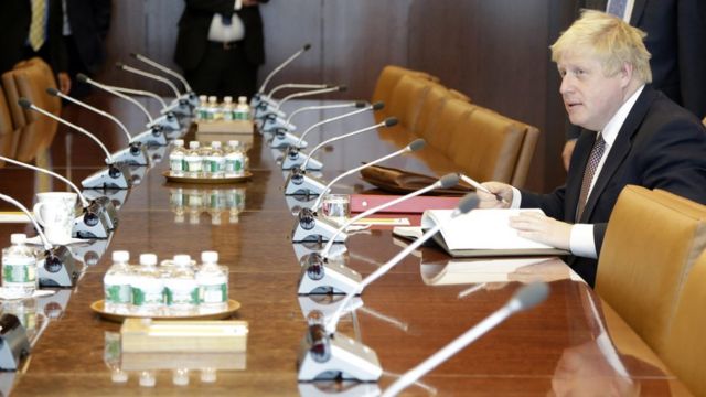 Борис Джонсон перед заседанием в штаб-квартире ООН в Нью-Йорке