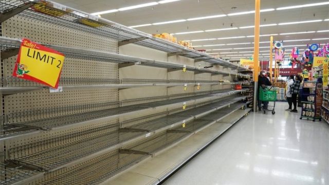 Empty shelves are seen at snack section in Fiesta supermarket after winter weather caused food and clean water shortage in Houston, Texas, U.S. February 19, 2021