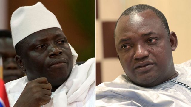 Jahya Jammeh and Adama Barrow pictured in a composite image