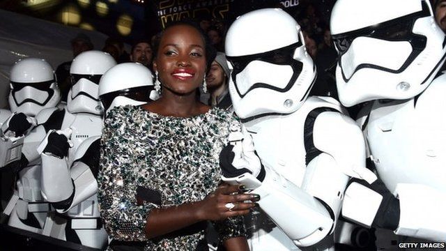 Lupita Nyong"o and Storm Troopers