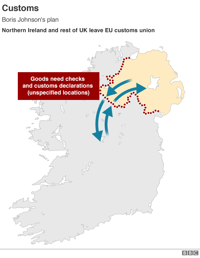 Map showing Irish border with Northern Ireland